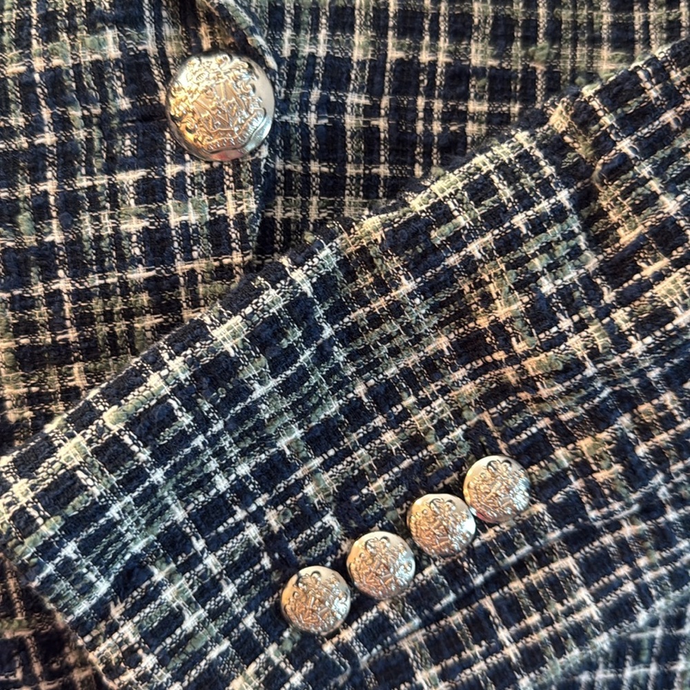 Veronica Beard Navy Blue Tweed Cutaway Dickey Jacket Blazer - Picture 9 of 13